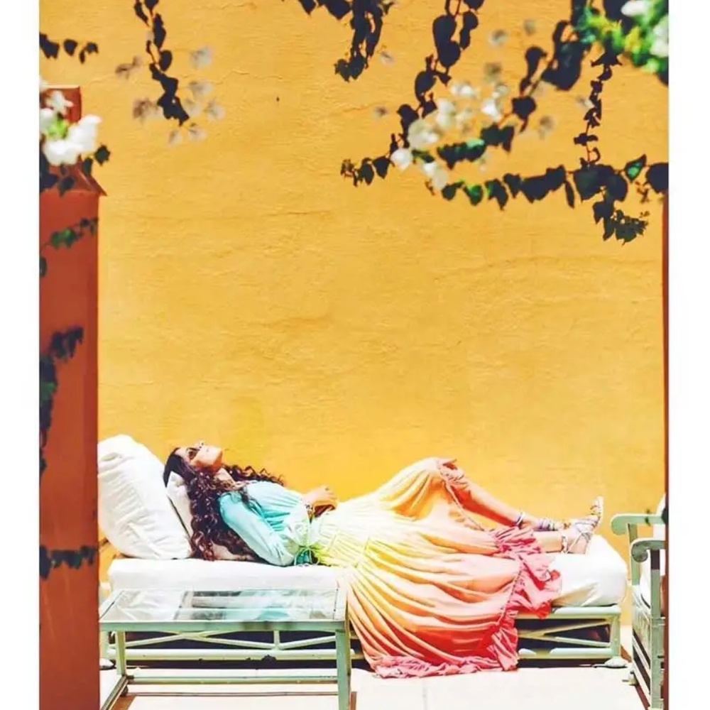 Boho Rainbow Ruffle High Low Button Kimono Maxi Dress - Picture 4 of 9